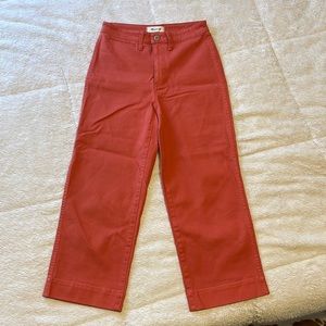 Size 26 Terracotta Madewell slim Emmett wide-leg crop jeans